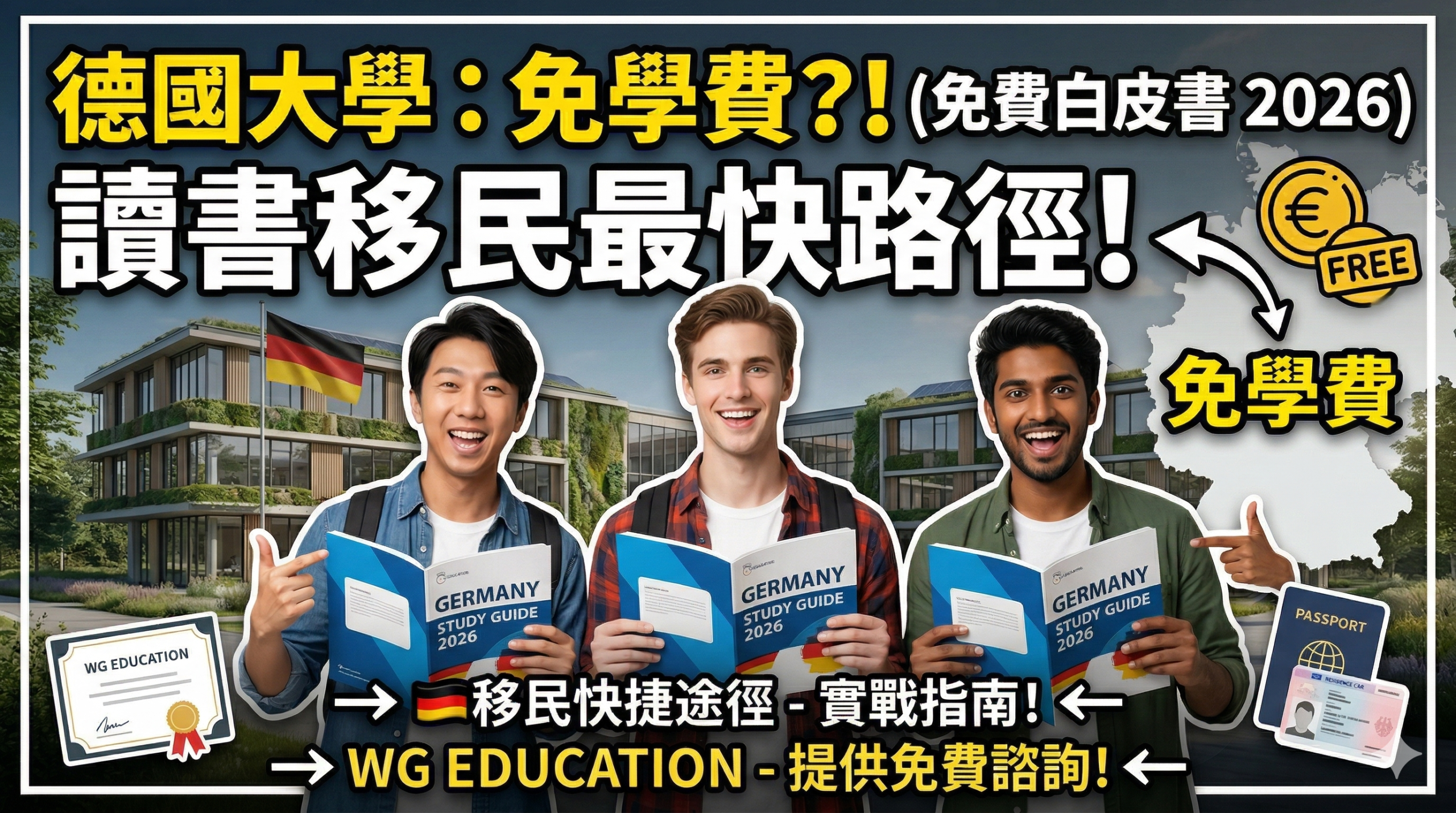 德國留學全攻略：大學免學費，讀書移民快捷途徑完整指南 ! ( 免費取得德國留學白皮書 2026 )